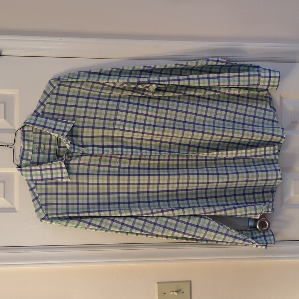 J. Crew Casual Plaid Shirt in Green and Blue